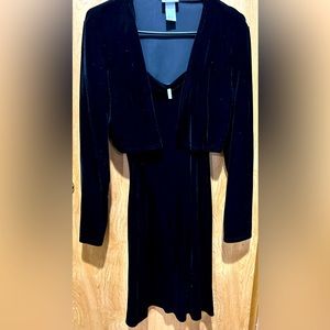 Black Velour Strap Dress with Matching Jacket Size 10